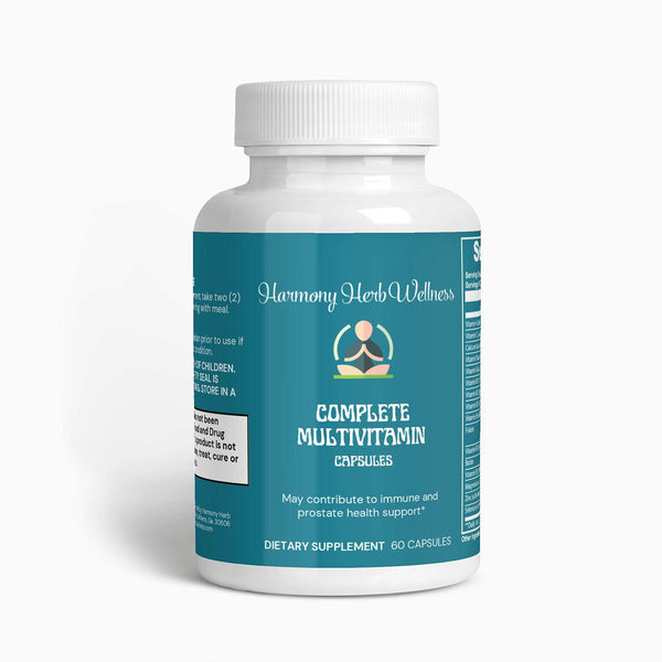 Complete Daily Multivitamin bottle with 60 capsules for immune and prostate health support.