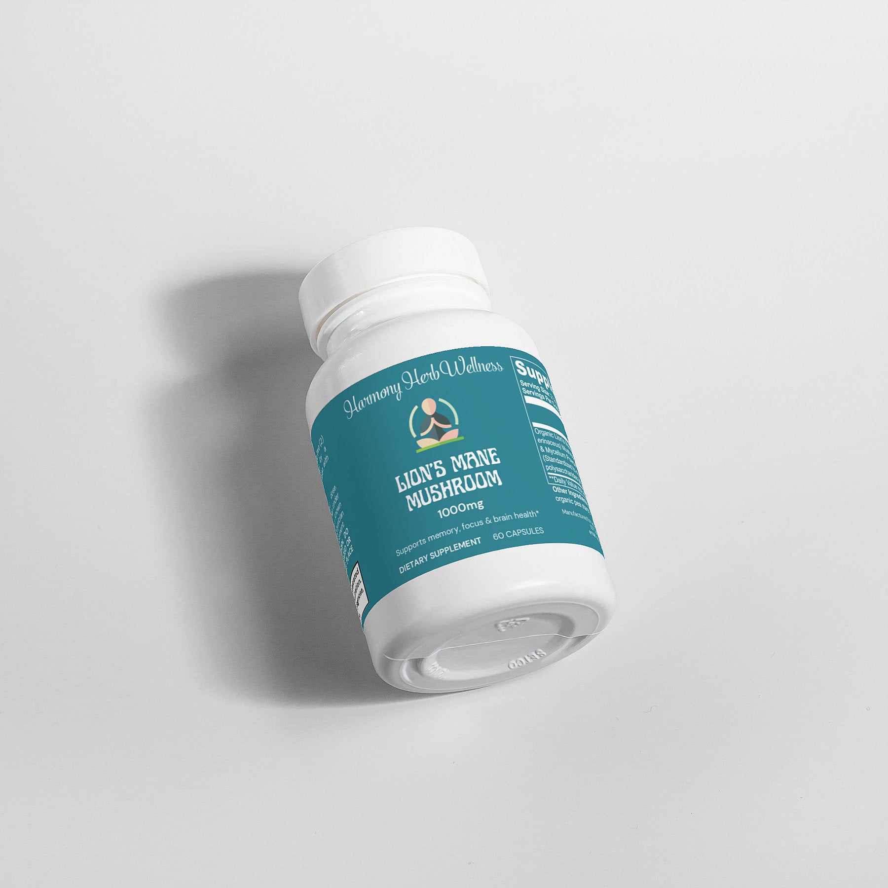 Lions Mane Mushroom Supplement bottle for cognitive support and energy.