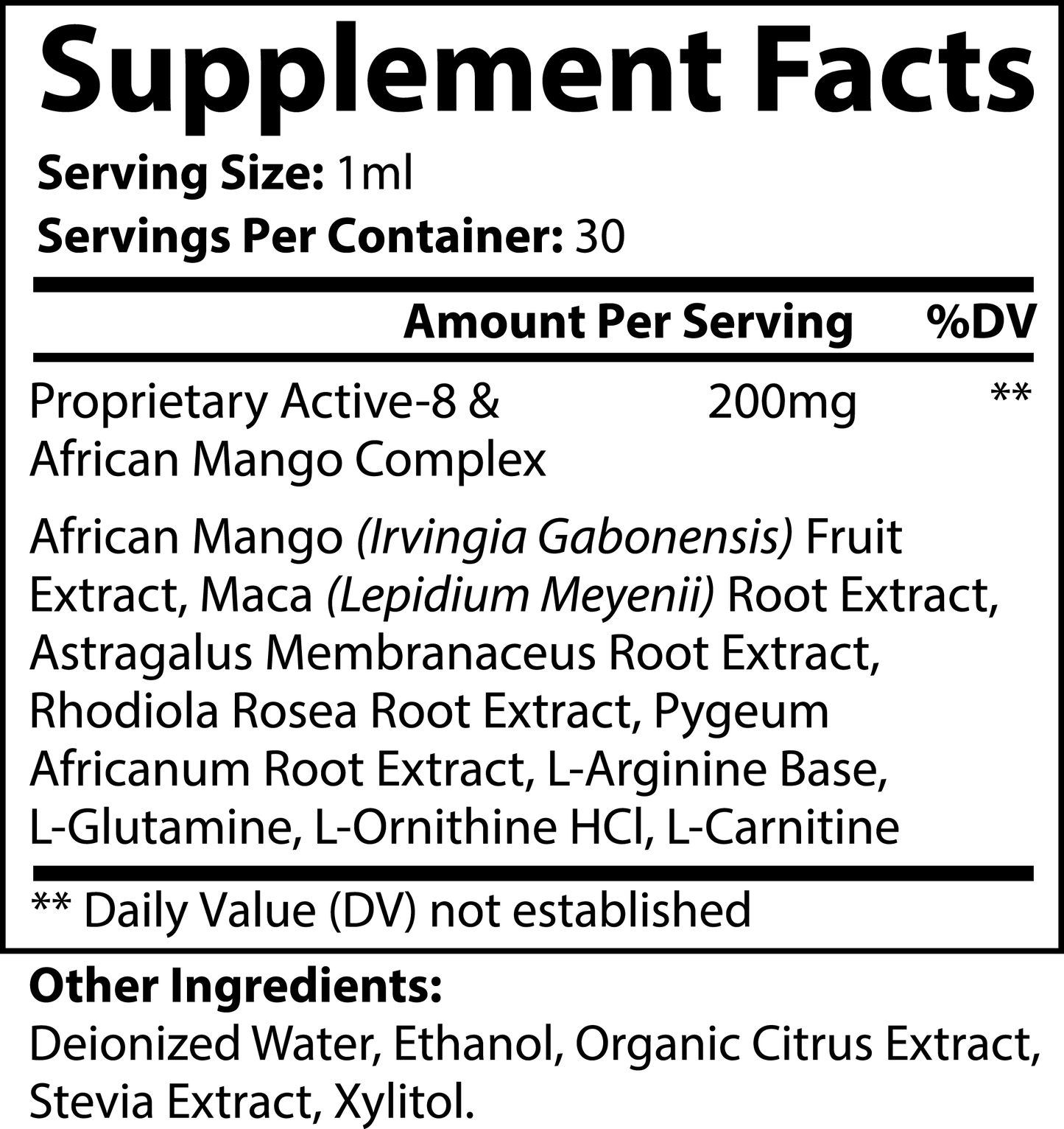 Weight Loss Diet Drops Ultra supplement facts label showing ingredients and serving size.