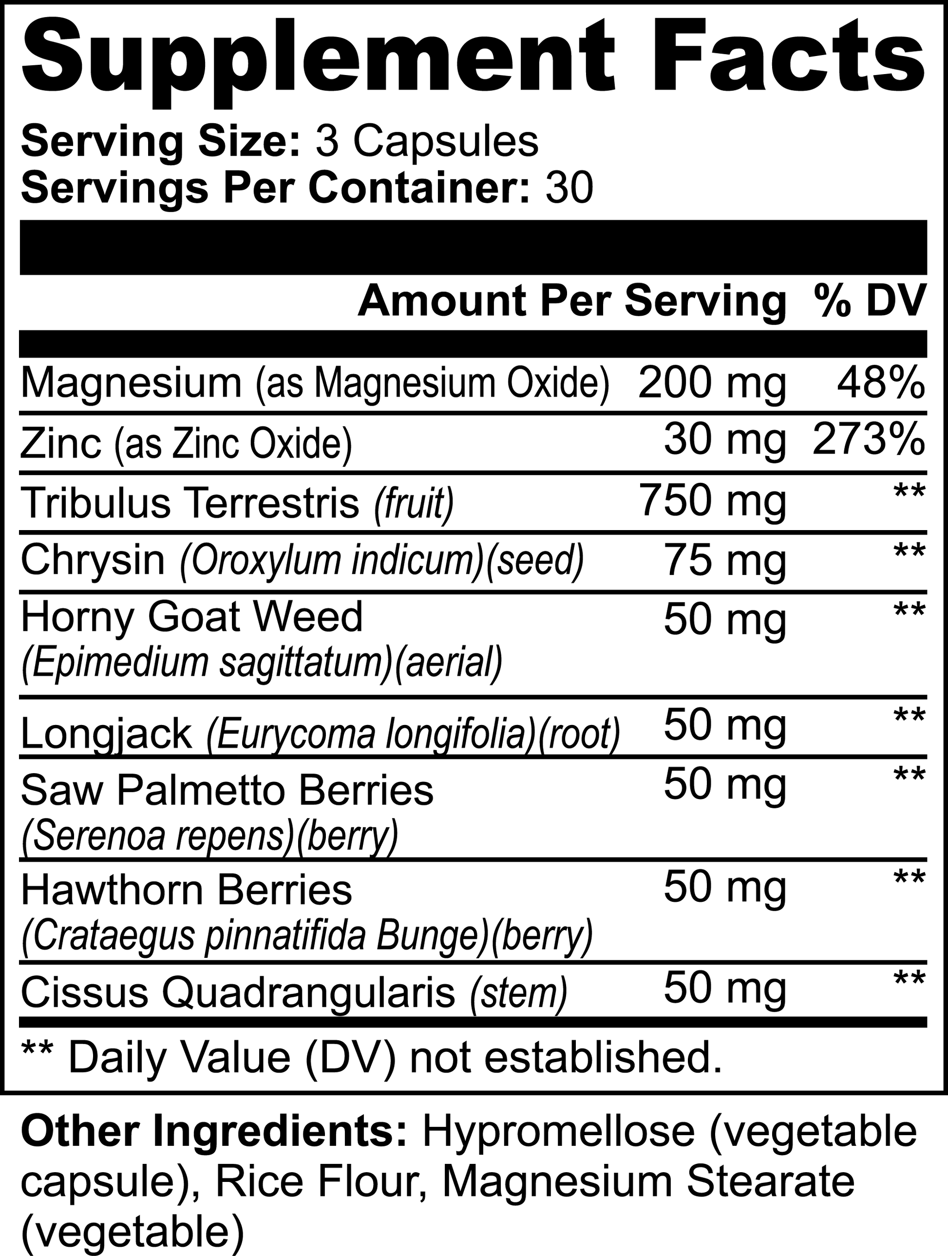 Natural Testosterone Booster label