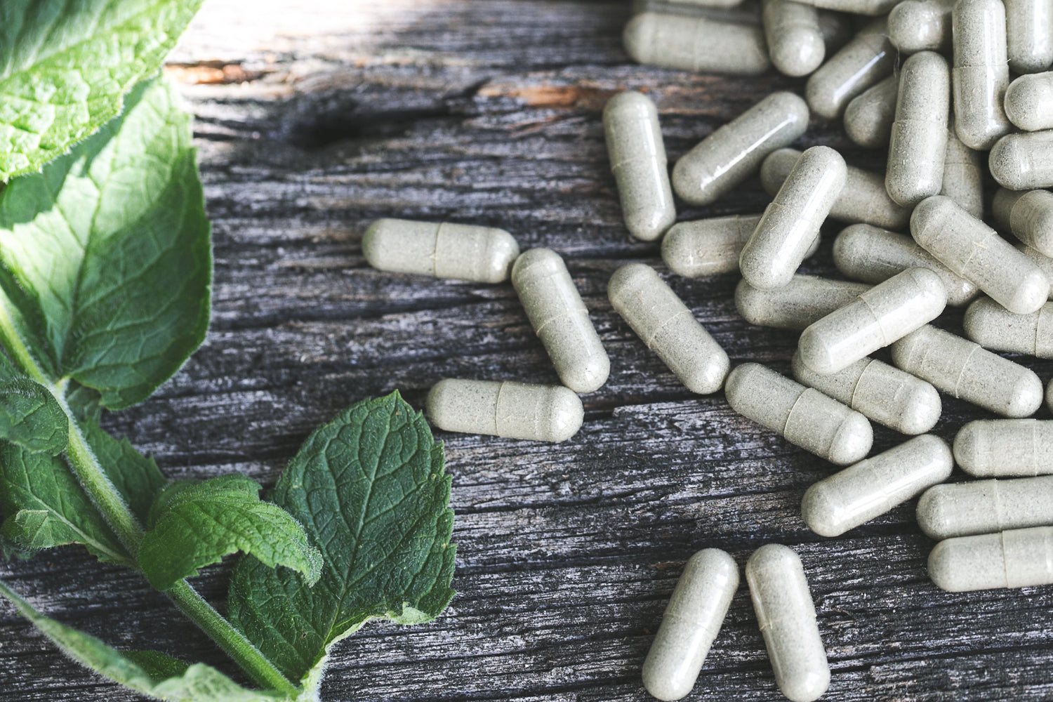 Herbal supplements on table